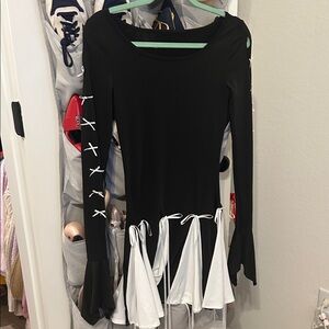 Black and White Tie-Detail Women's Dress